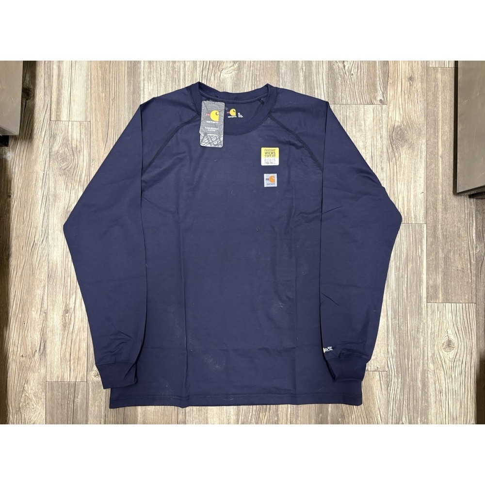Carhartt Force FR Long Sleeve Navy Blue Workwear Loose Fit Shirt Size XL CAT 2